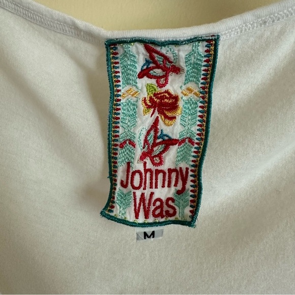 Johnny Was size Medium White Scoop Neck Knit Tank Top Cotton Modal Layering - Picture 4 of 5